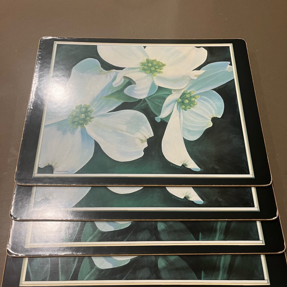 ✨Vintage Pimpernel magnolia study flowers 4 piece placemat set✨
